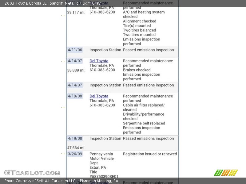 Sandrift Metallic / Light Gray 2003 Toyota Corolla LE