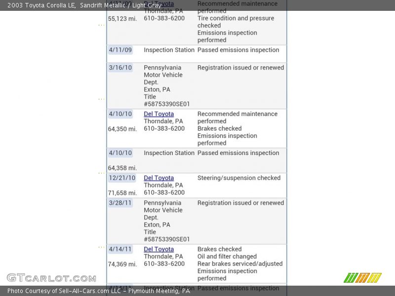 Sandrift Metallic / Light Gray 2003 Toyota Corolla LE