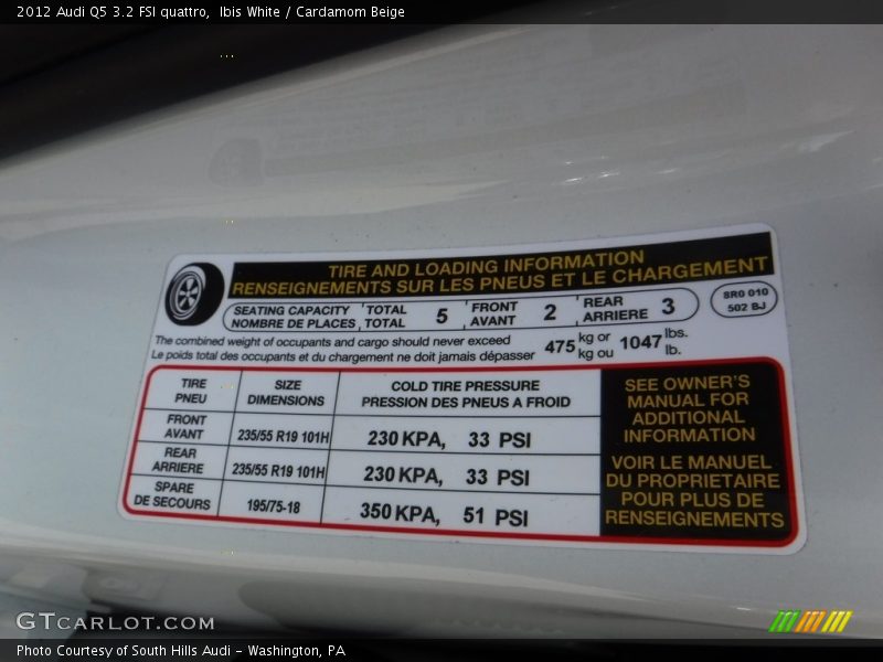 Ibis White / Cardamom Beige 2012 Audi Q5 3.2 FSI quattro
