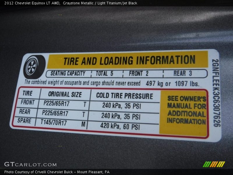 Graystone Metallic / Light Titanium/Jet Black 2012 Chevrolet Equinox LT AWD
