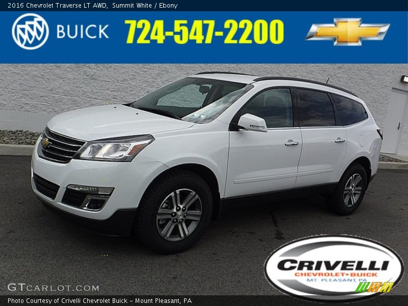 Summit White / Ebony 2016 Chevrolet Traverse LT AWD