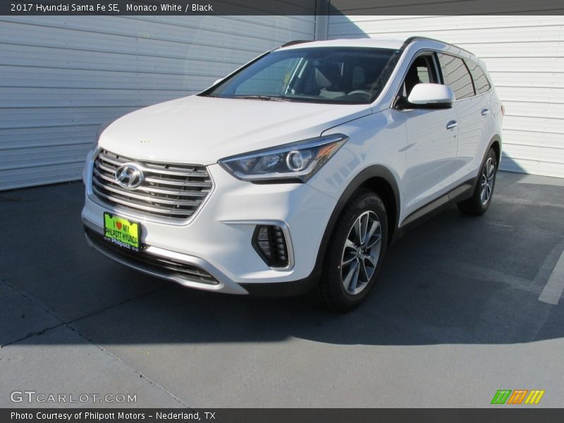Monaco White / Black 2017 Hyundai Santa Fe SE