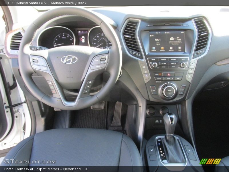 Monaco White / Black 2017 Hyundai Santa Fe SE