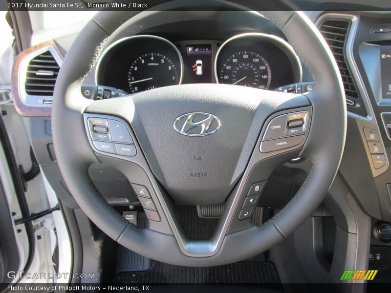 Monaco White / Black 2017 Hyundai Santa Fe SE