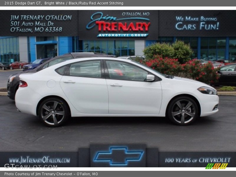 Bright White / Black/Ruby Red Accent Stitching 2015 Dodge Dart GT