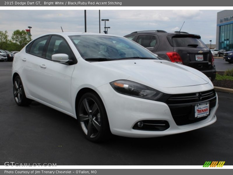 Bright White / Black/Ruby Red Accent Stitching 2015 Dodge Dart GT