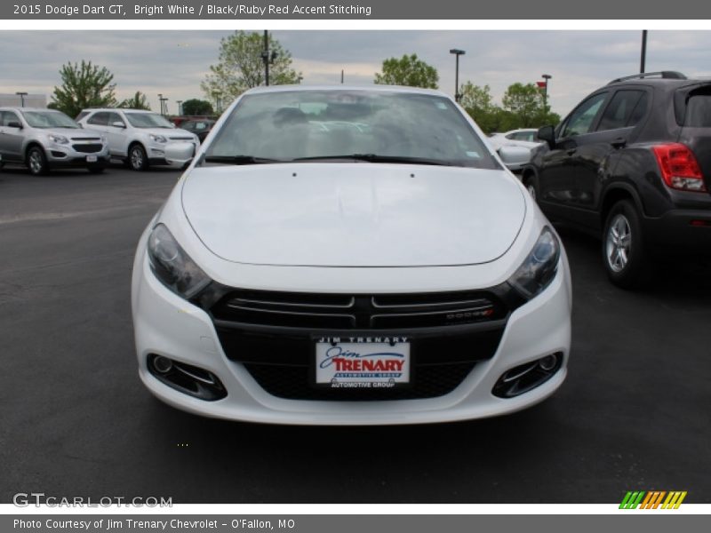 Bright White / Black/Ruby Red Accent Stitching 2015 Dodge Dart GT