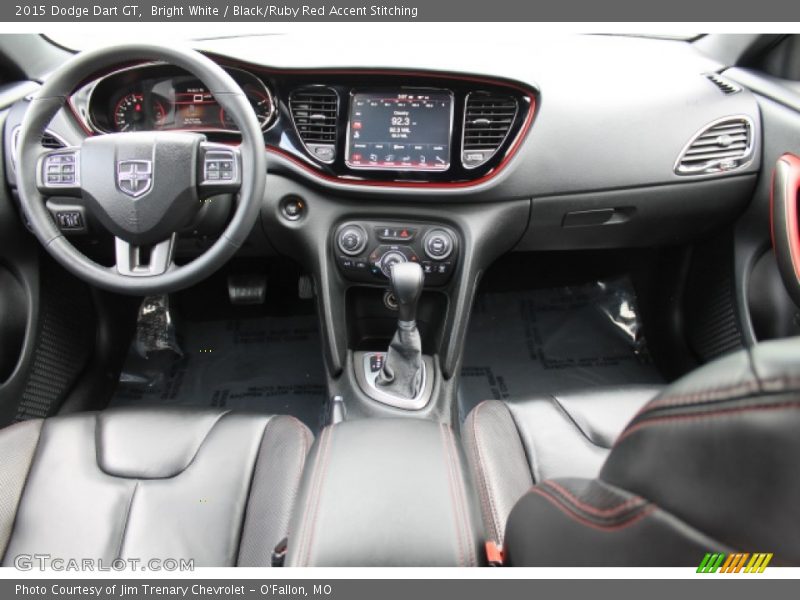Bright White / Black/Ruby Red Accent Stitching 2015 Dodge Dart GT