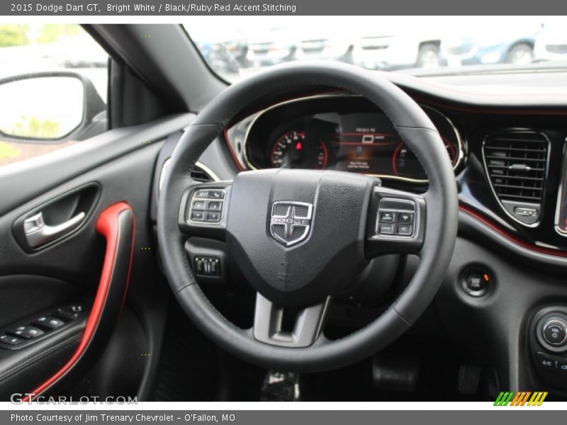 Bright White / Black/Ruby Red Accent Stitching 2015 Dodge Dart GT