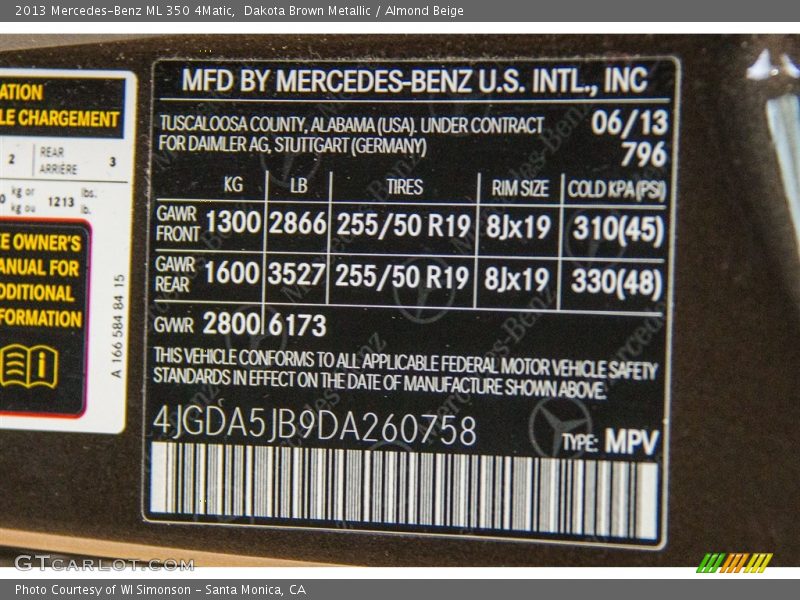 Dakota Brown Metallic / Almond Beige 2013 Mercedes-Benz ML 350 4Matic