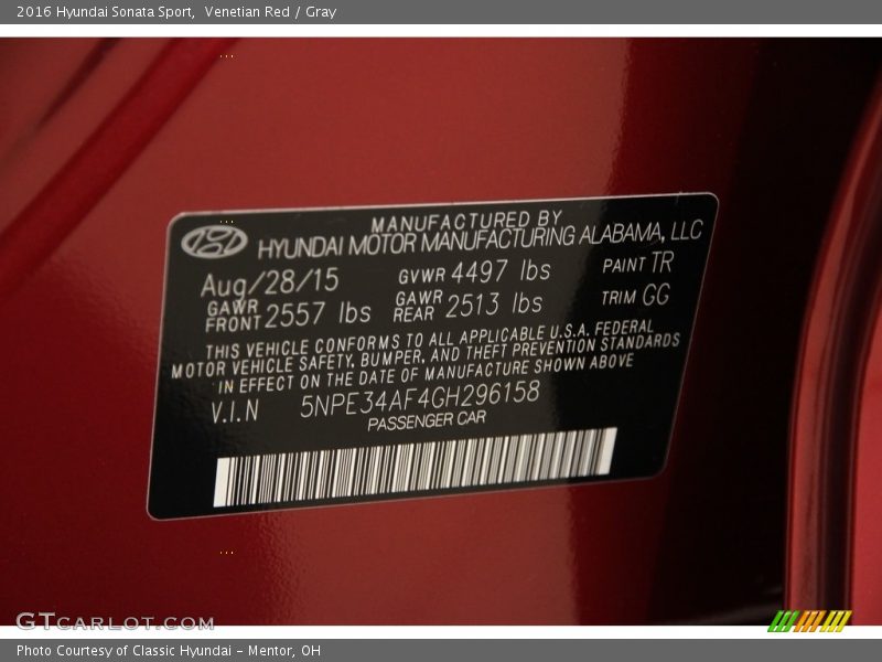 Venetian Red / Gray 2016 Hyundai Sonata Sport