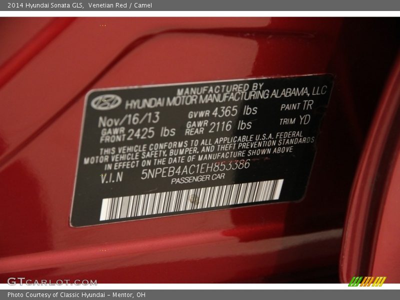 Venetian Red / Camel 2014 Hyundai Sonata GLS