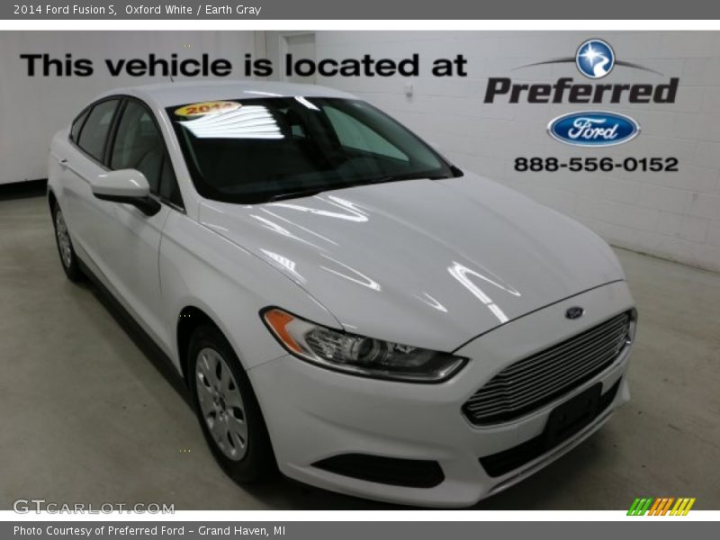 Oxford White / Earth Gray 2014 Ford Fusion S