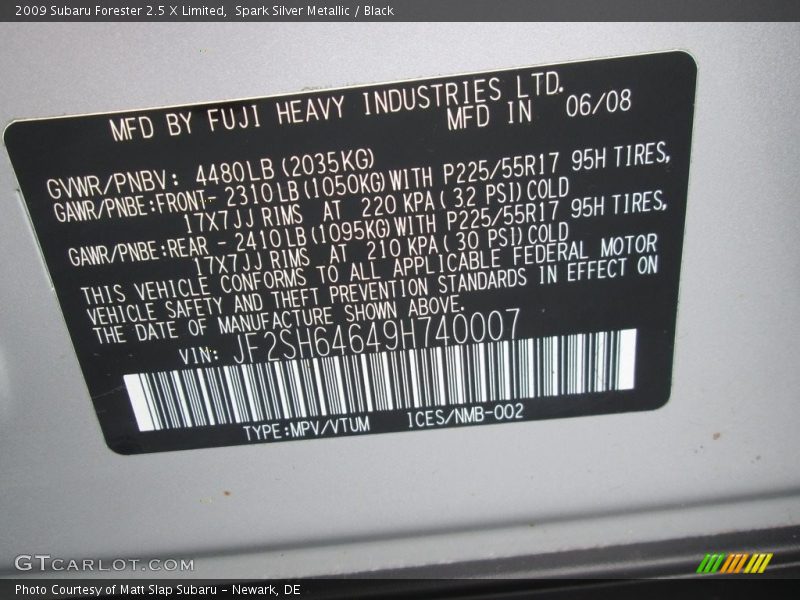 Spark Silver Metallic / Black 2009 Subaru Forester 2.5 X Limited