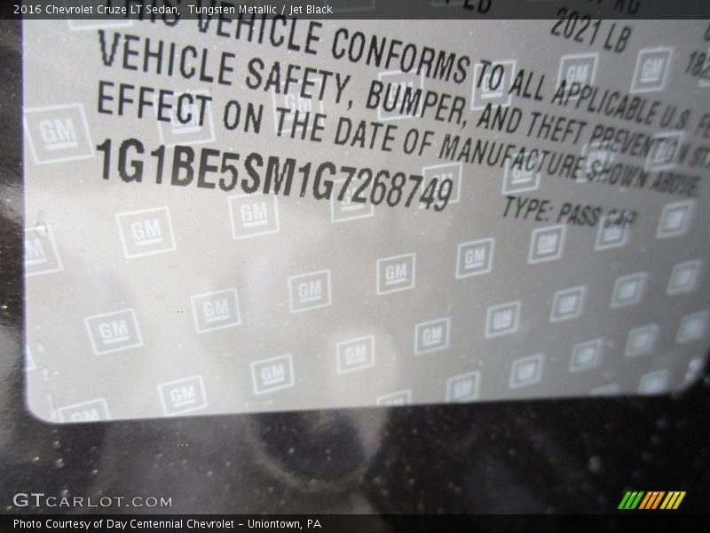 Tungsten Metallic / Jet Black 2016 Chevrolet Cruze LT Sedan