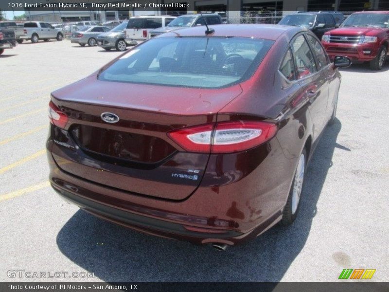 Ruby Red Metallic / Charcoal Black 2016 Ford Fusion Hybrid SE