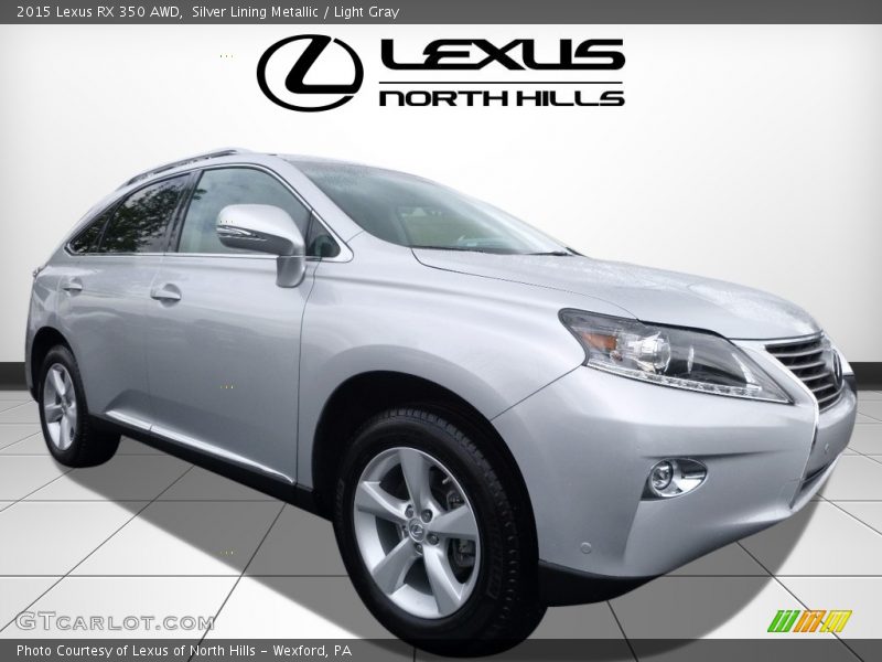Silver Lining Metallic / Light Gray 2015 Lexus RX 350 AWD
