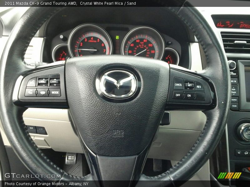 Crystal White Pearl Mica / Sand 2011 Mazda CX-9 Grand Touring AWD