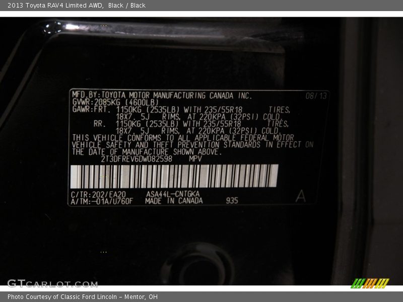 Black / Black 2013 Toyota RAV4 Limited AWD