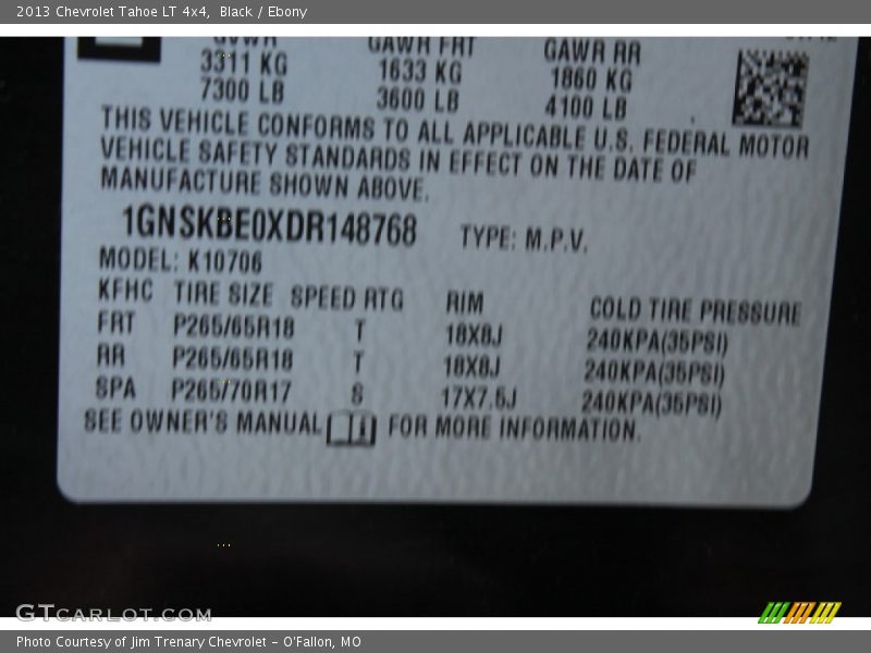Black / Ebony 2013 Chevrolet Tahoe LT 4x4