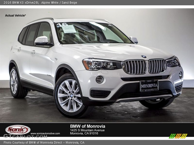 Alpine White / Sand Beige 2016 BMW X3 xDrive28i