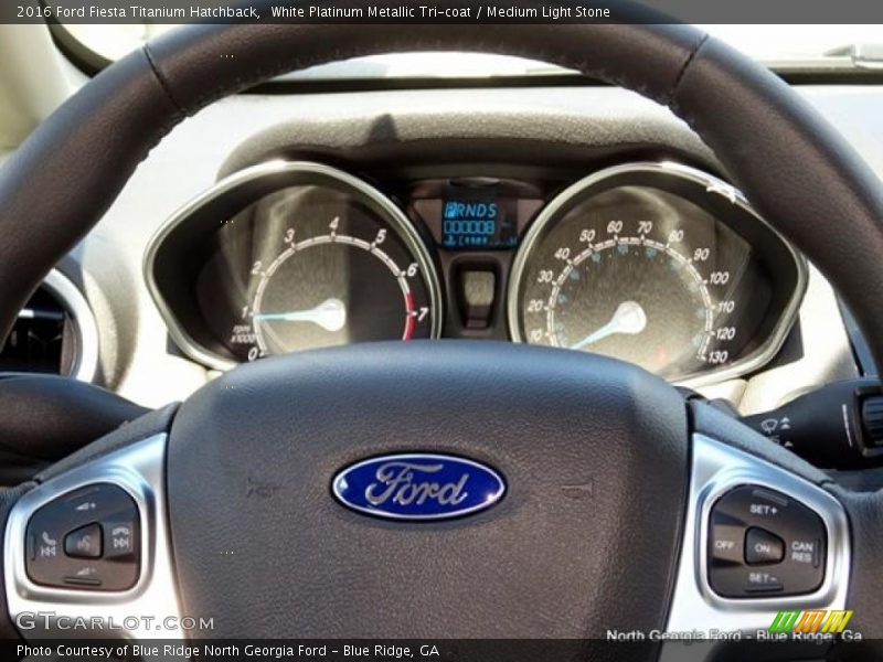 White Platinum Metallic Tri-coat / Medium Light Stone 2016 Ford Fiesta Titanium Hatchback