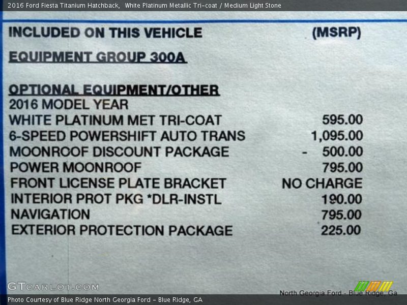 White Platinum Metallic Tri-coat / Medium Light Stone 2016 Ford Fiesta Titanium Hatchback