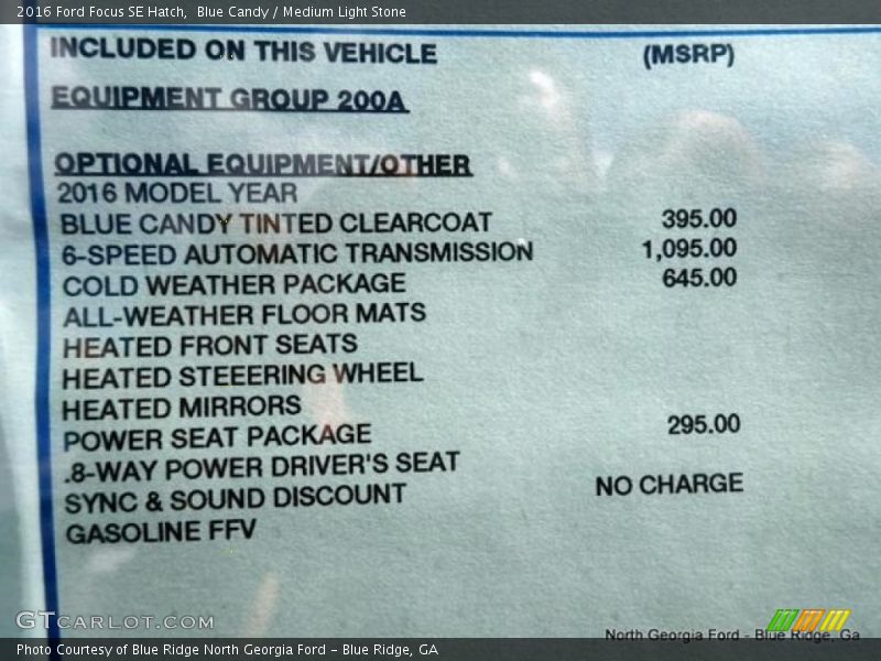 Blue Candy / Medium Light Stone 2016 Ford Focus SE Hatch