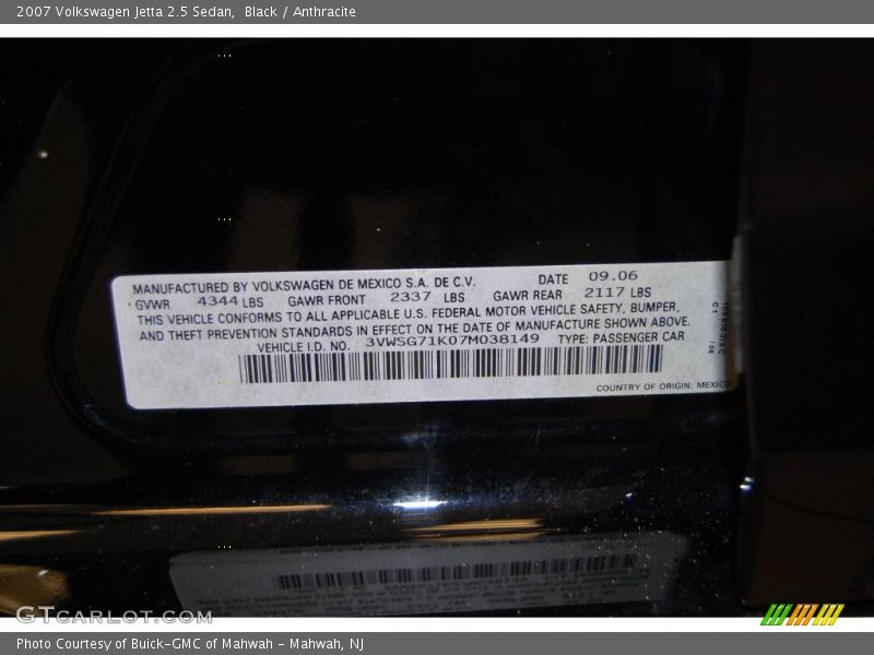 Black / Anthracite 2007 Volkswagen Jetta 2.5 Sedan