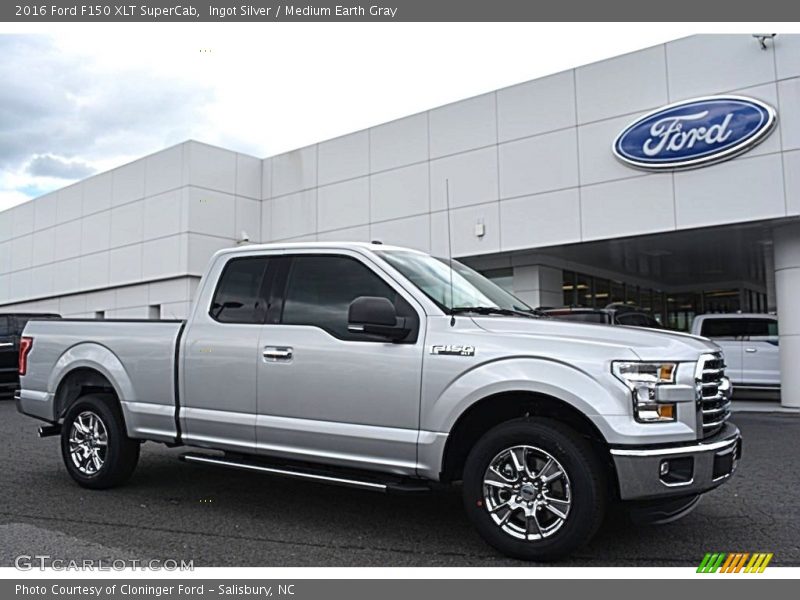Ingot Silver / Medium Earth Gray 2016 Ford F150 XLT SuperCab