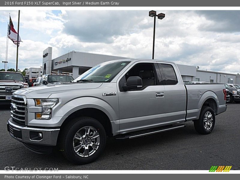 Ingot Silver / Medium Earth Gray 2016 Ford F150 XLT SuperCab