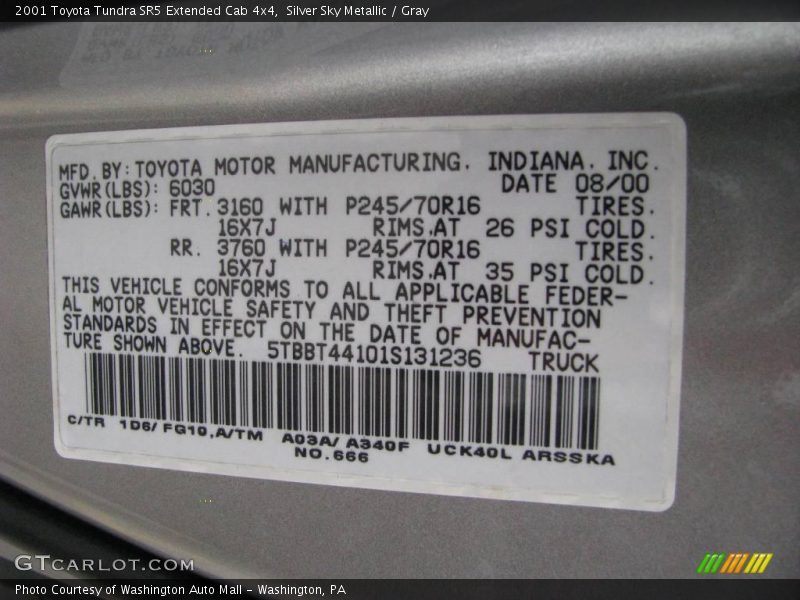 Silver Sky Metallic / Gray 2001 Toyota Tundra SR5 Extended Cab 4x4