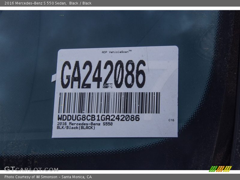 Black / Black 2016 Mercedes-Benz S 550 Sedan