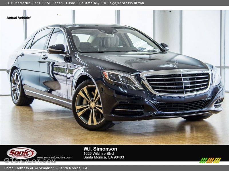 Lunar Blue Metallic / Silk Beige/Espresso Brown 2016 Mercedes-Benz S 550 Sedan