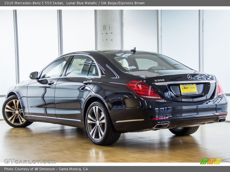 Lunar Blue Metallic / Silk Beige/Espresso Brown 2016 Mercedes-Benz S 550 Sedan