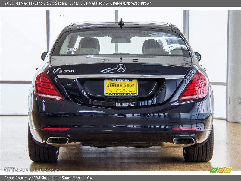 Lunar Blue Metallic / Silk Beige/Espresso Brown 2016 Mercedes-Benz S 550 Sedan