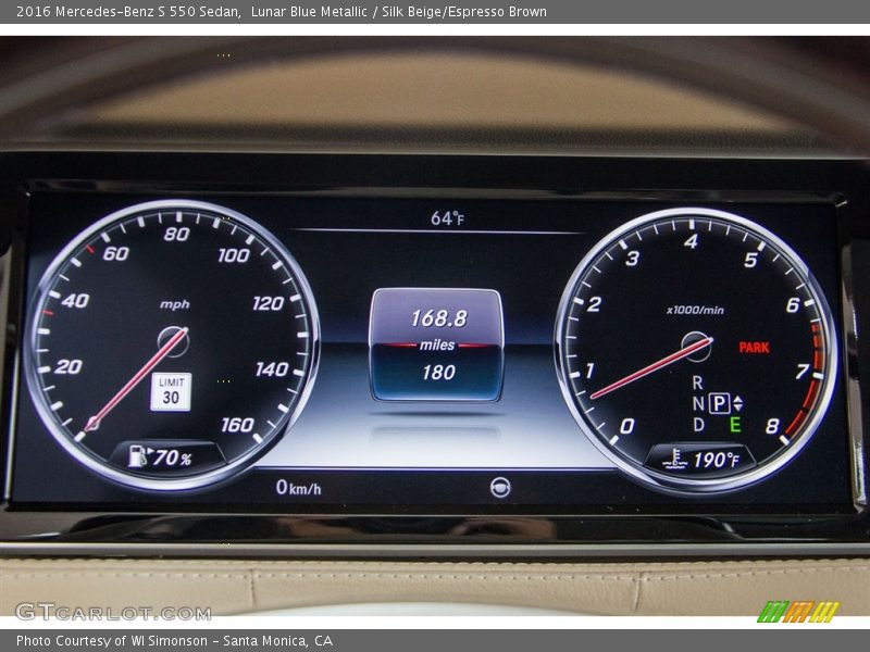 Lunar Blue Metallic / Silk Beige/Espresso Brown 2016 Mercedes-Benz S 550 Sedan
