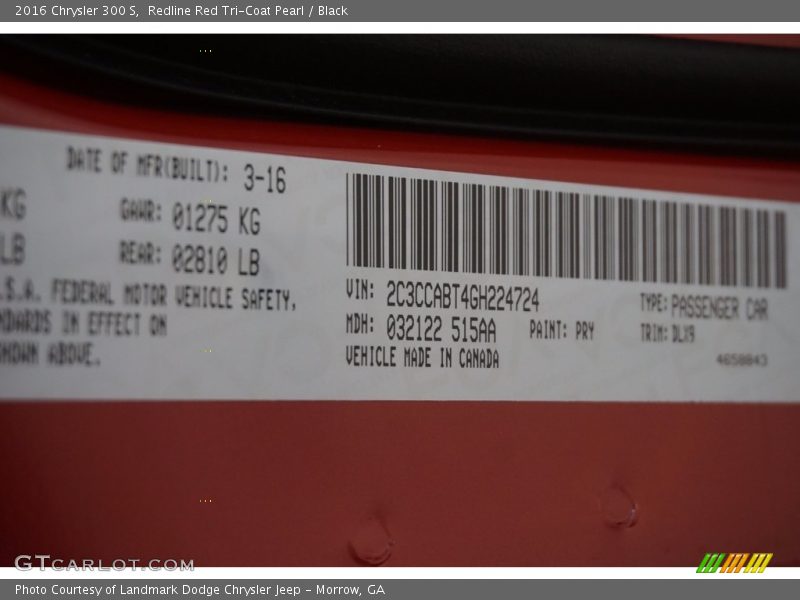 Redline Red Tri-Coat Pearl / Black 2016 Chrysler 300 S