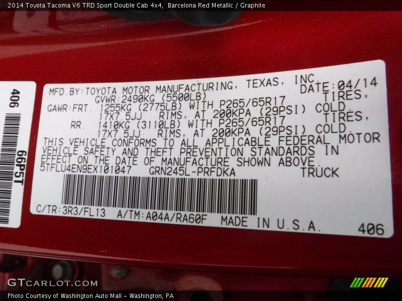Barcelona Red Metallic / Graphite 2014 Toyota Tacoma V6 TRD Sport Double Cab 4x4
