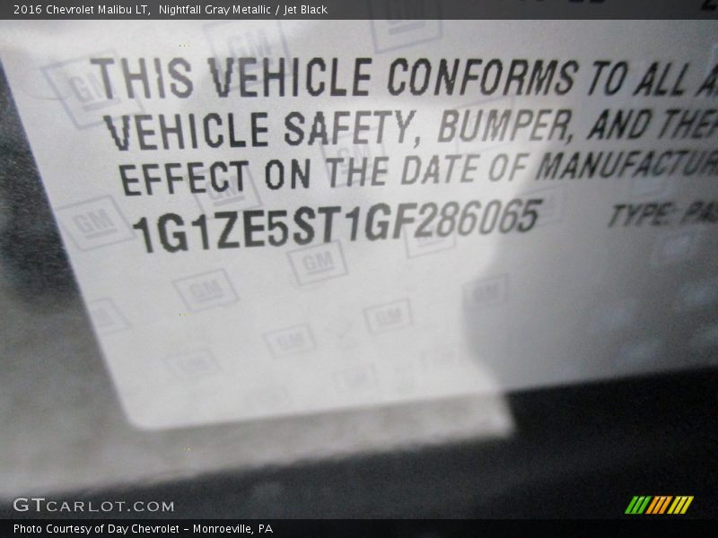 Nightfall Gray Metallic / Jet Black 2016 Chevrolet Malibu LT