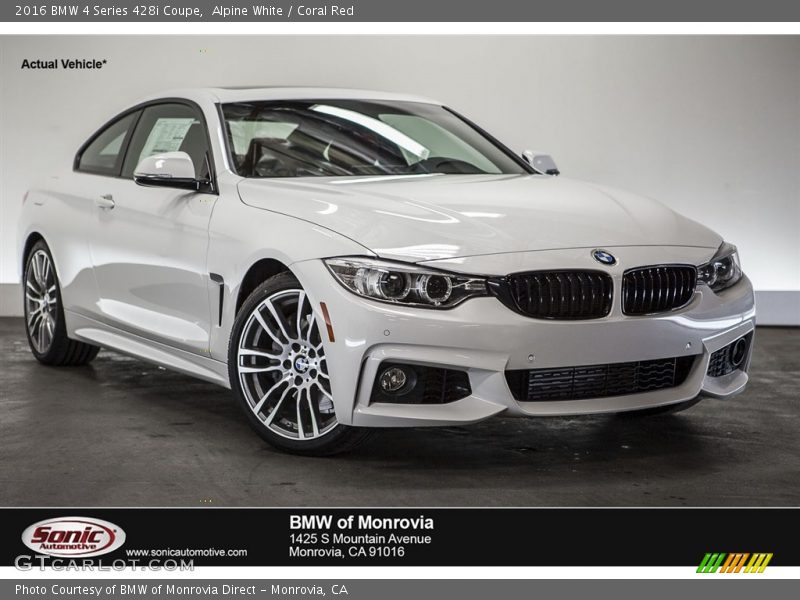 Alpine White / Coral Red 2016 BMW 4 Series 428i Coupe