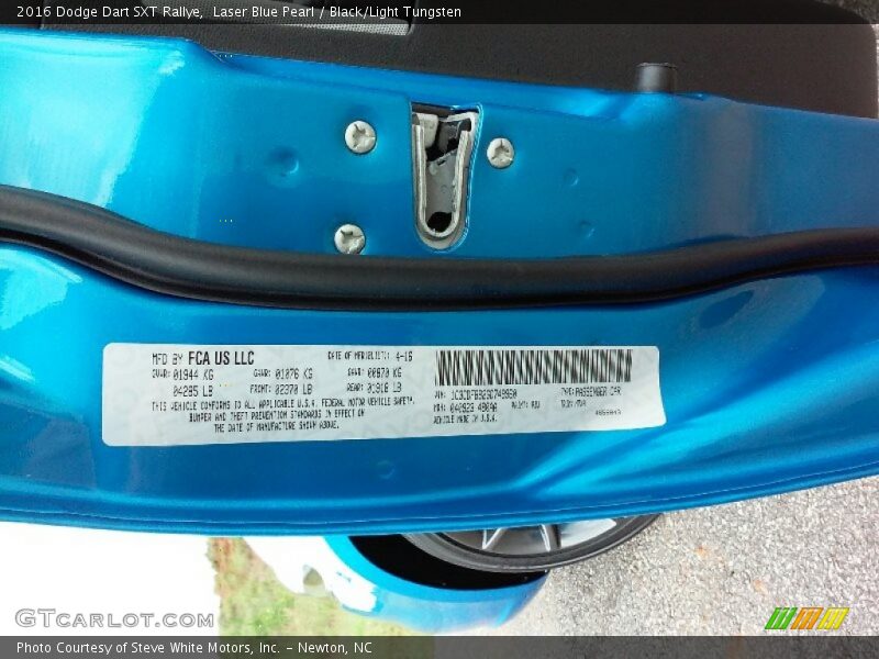 Laser Blue Pearl / Black/Light Tungsten 2016 Dodge Dart SXT Rallye