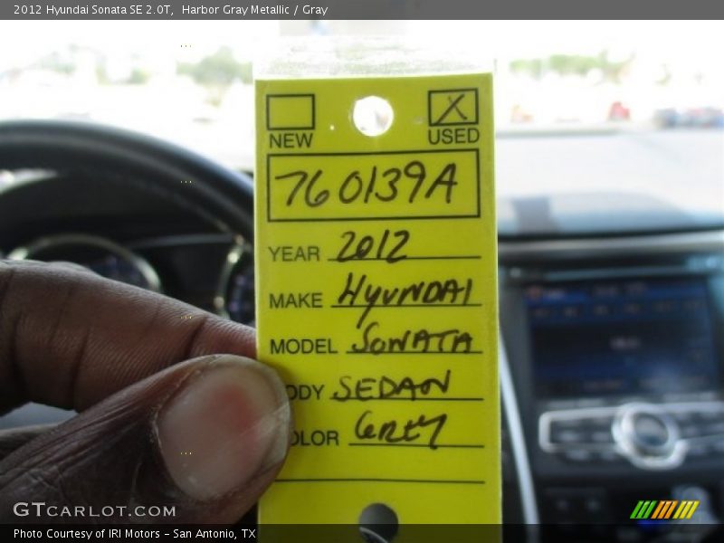 Harbor Gray Metallic / Gray 2012 Hyundai Sonata SE 2.0T