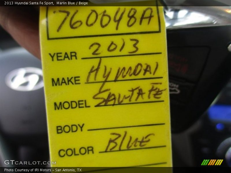 Marlin Blue / Beige 2013 Hyundai Santa Fe Sport