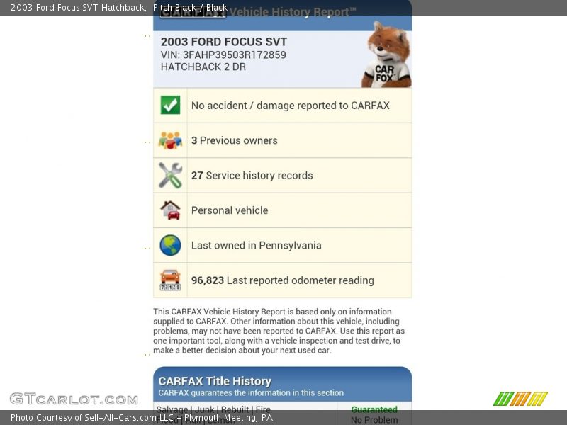 Pitch Black / Black 2003 Ford Focus SVT Hatchback