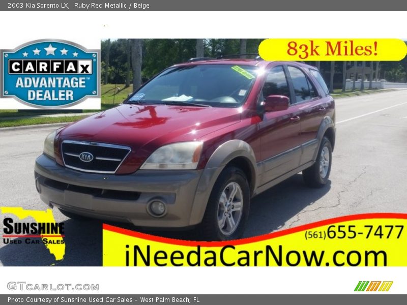 Ruby Red Metallic / Beige 2003 Kia Sorento LX