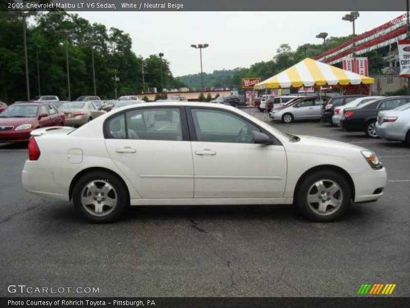 White / Neutral Beige 2005 Chevrolet Malibu LT V6 Sedan