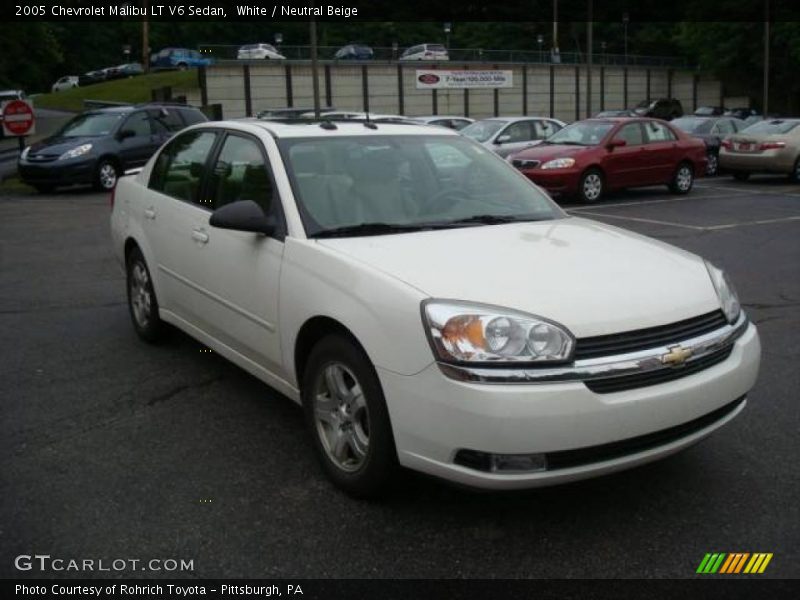 White / Neutral Beige 2005 Chevrolet Malibu LT V6 Sedan