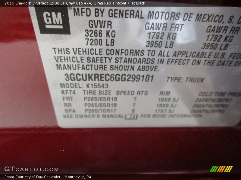 Siren Red Tintcoat / Jet Black 2016 Chevrolet Silverado 1500 LT Crew Cab 4x4