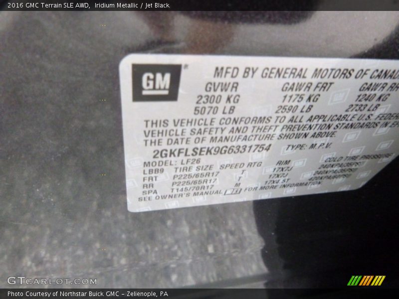Iridium Metallic / Jet Black 2016 GMC Terrain SLE AWD